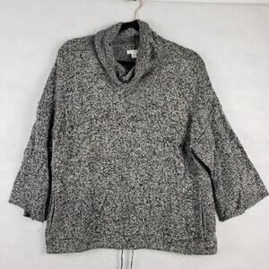 J Jill Pure Jill Women's‎ XS Petite Kimono Pullover Sweater Black White Knit